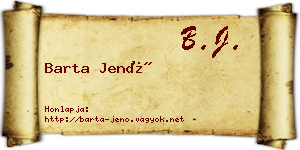 Barta Jenő névjegykártya